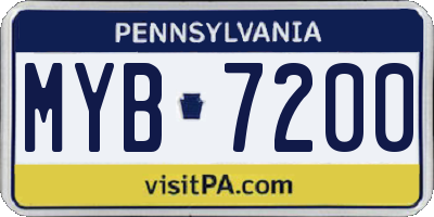 PA license plate MYB7200