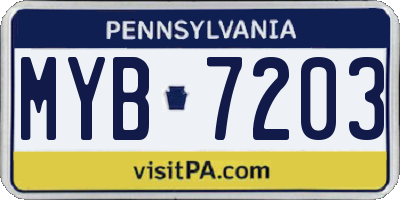 PA license plate MYB7203