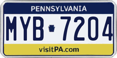 PA license plate MYB7204