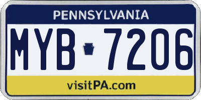 PA license plate MYB7206