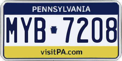 PA license plate MYB7208