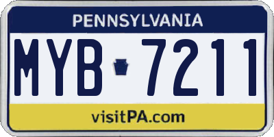 PA license plate MYB7211