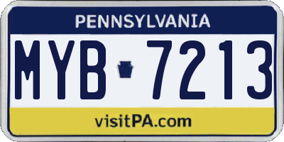 PA license plate MYB7213
