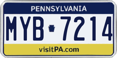 PA license plate MYB7214