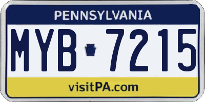 PA license plate MYB7215