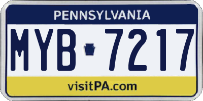PA license plate MYB7217