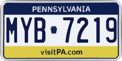 PA license plate MYB7219