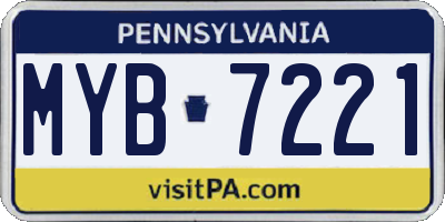 PA license plate MYB7221