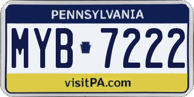 PA license plate MYB7222