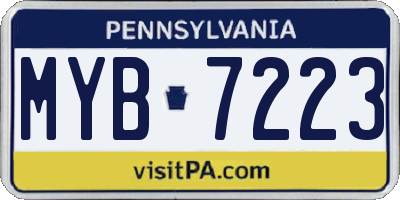 PA license plate MYB7223