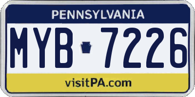 PA license plate MYB7226
