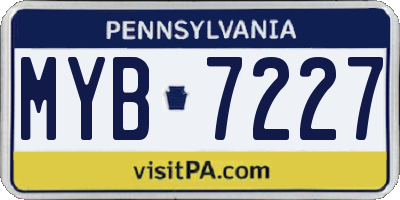PA license plate MYB7227