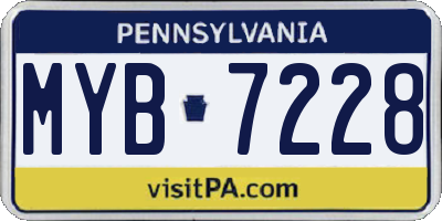 PA license plate MYB7228