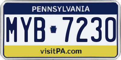 PA license plate MYB7230