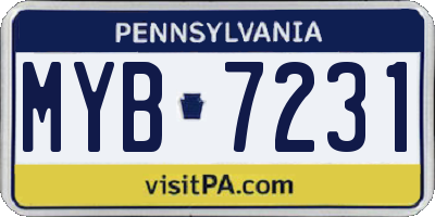 PA license plate MYB7231