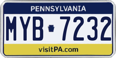 PA license plate MYB7232