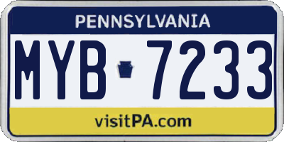 PA license plate MYB7233