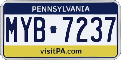 PA license plate MYB7237