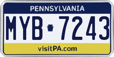 PA license plate MYB7243