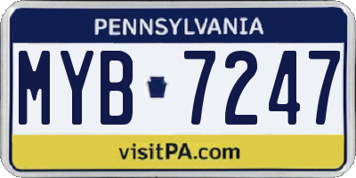 PA license plate MYB7247