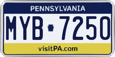 PA license plate MYB7250
