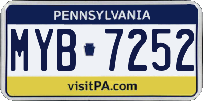PA license plate MYB7252