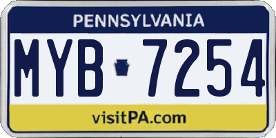PA license plate MYB7254