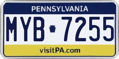 PA license plate MYB7255