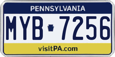 PA license plate MYB7256