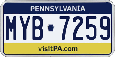 PA license plate MYB7259