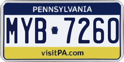 PA license plate MYB7260