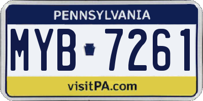 PA license plate MYB7261