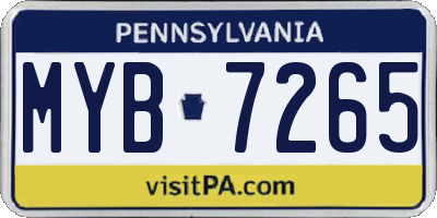 PA license plate MYB7265