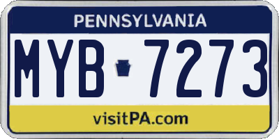 PA license plate MYB7273