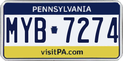 PA license plate MYB7274