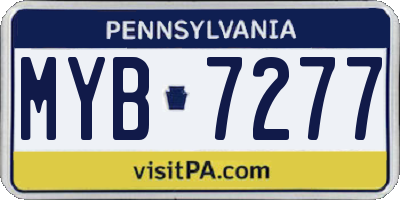PA license plate MYB7277