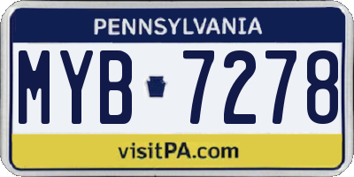 PA license plate MYB7278
