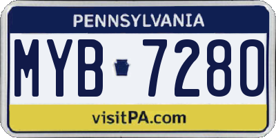 PA license plate MYB7280