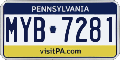 PA license plate MYB7281