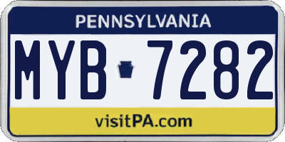 PA license plate MYB7282