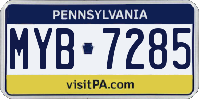 PA license plate MYB7285
