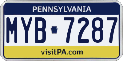PA license plate MYB7287