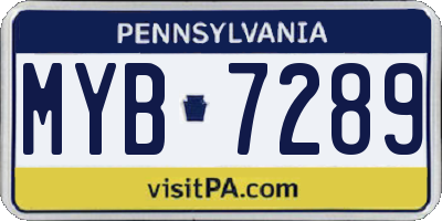 PA license plate MYB7289
