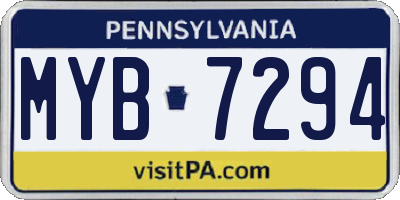 PA license plate MYB7294
