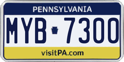 PA license plate MYB7300