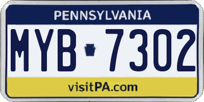 PA license plate MYB7302