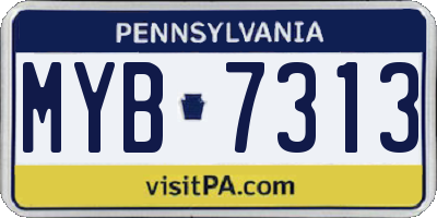 PA license plate MYB7313