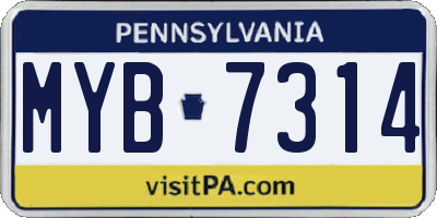 PA license plate MYB7314