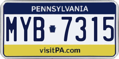 PA license plate MYB7315