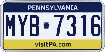 PA license plate MYB7316